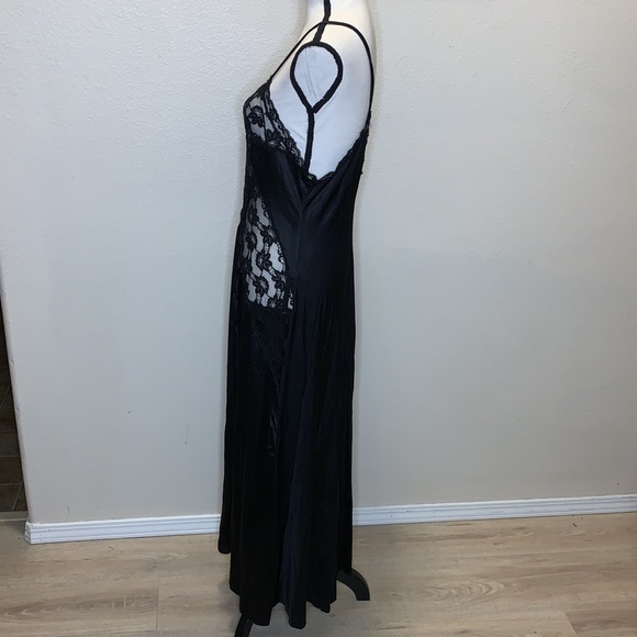 Vae Mode vintage black sexy nylon full length negligee nightgown - Picture 5 of 8